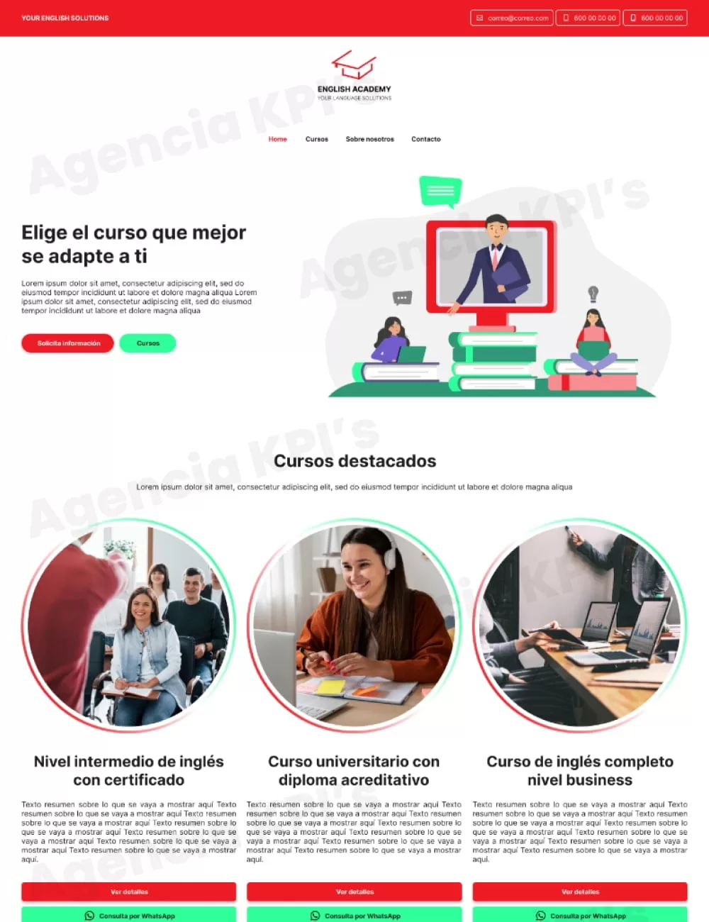 Página Web para academia destacada