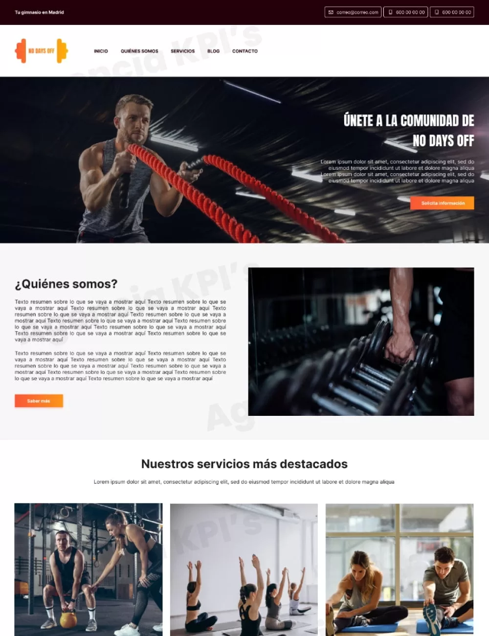 Página Web para Gimnasio destacada